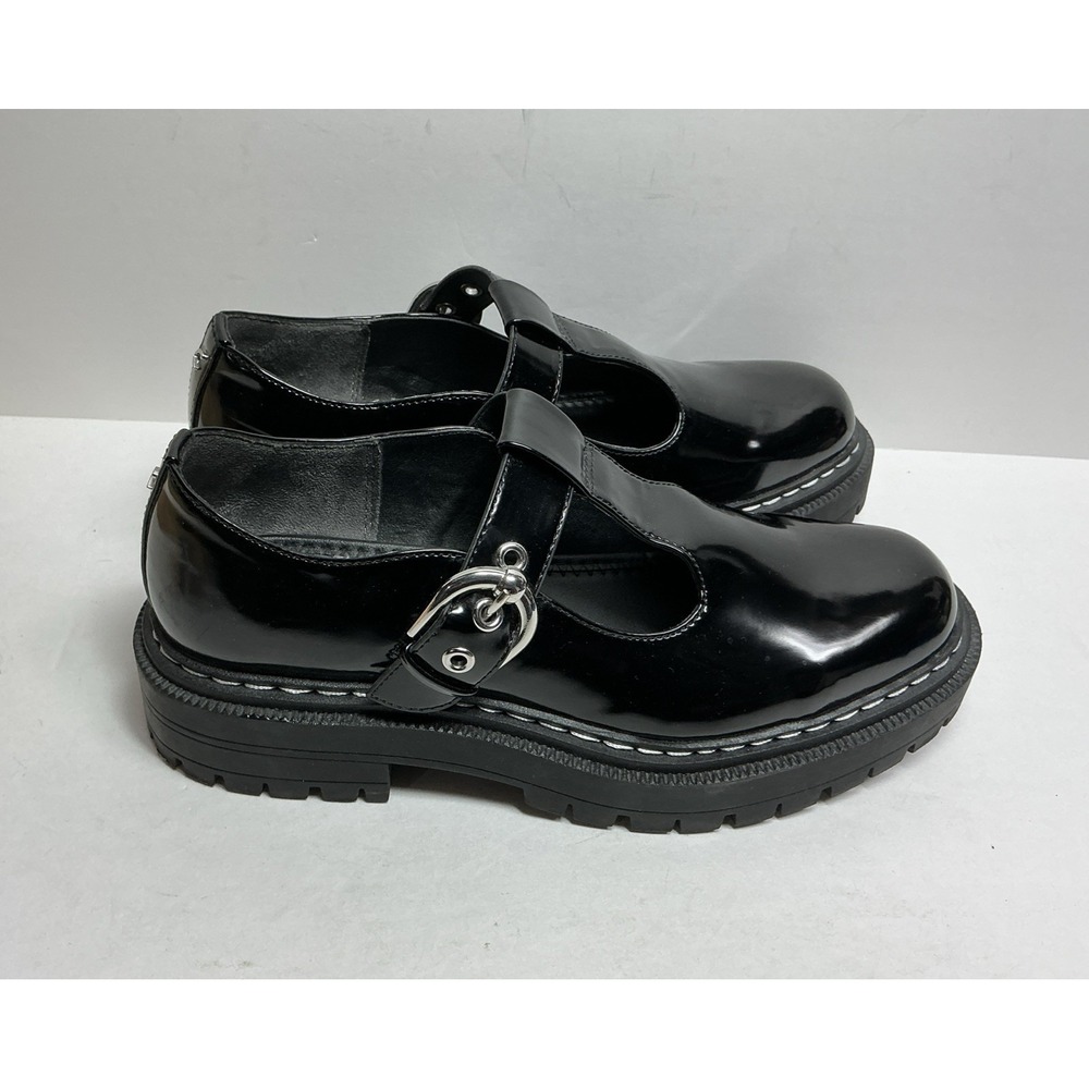 Circus by Sam Edelman Black Patent Mary Jane Loafers with Silver Buckle - Picture 2 of 8